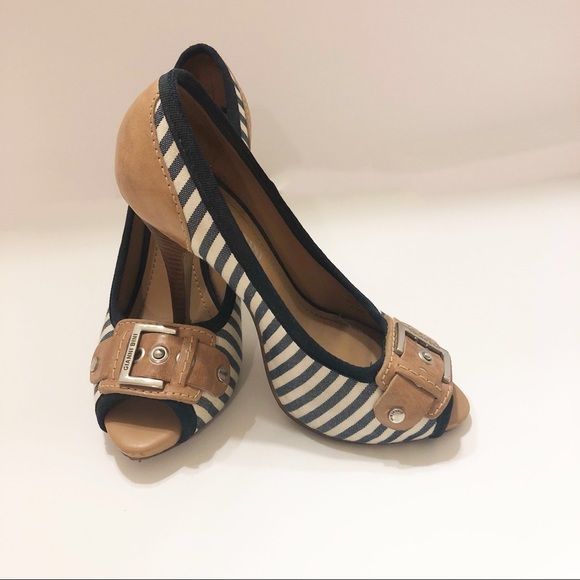 Gianni Bini Shoes - Gianni Bini | Blue & White Striped Leather Heels